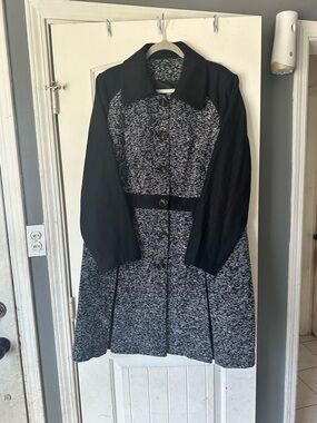 City Chic NWT Boucle Fit & Flare Coat - Black/White - 22W-Wool Blend